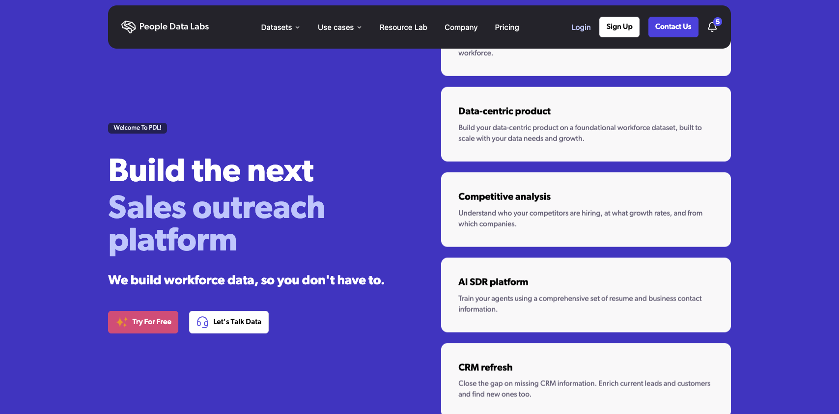 People Data Labs Landing Page