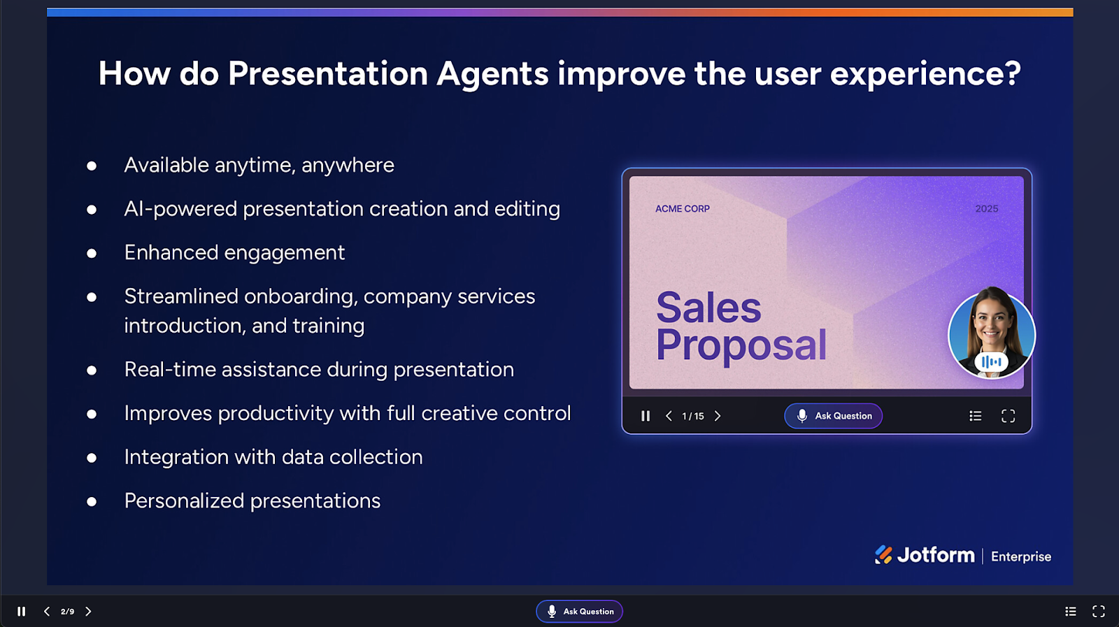 A presentation example on Jotform Presentation Agent