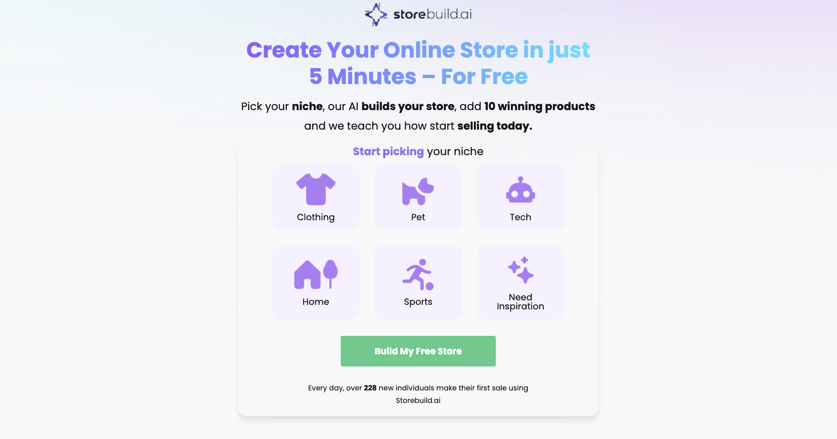 Storebuild AI Landing Page