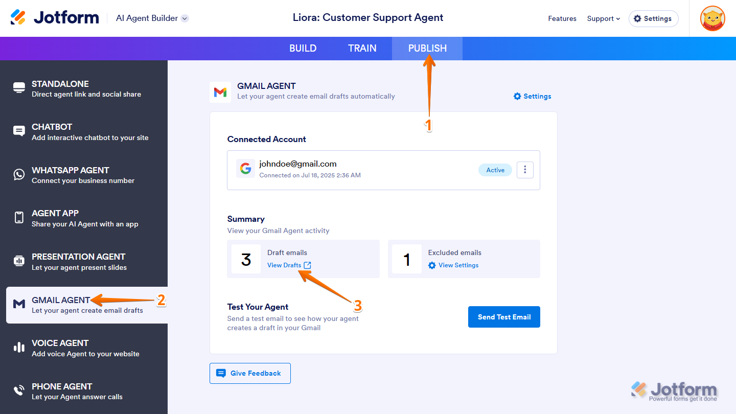 Draft Emails in Gmail Agent