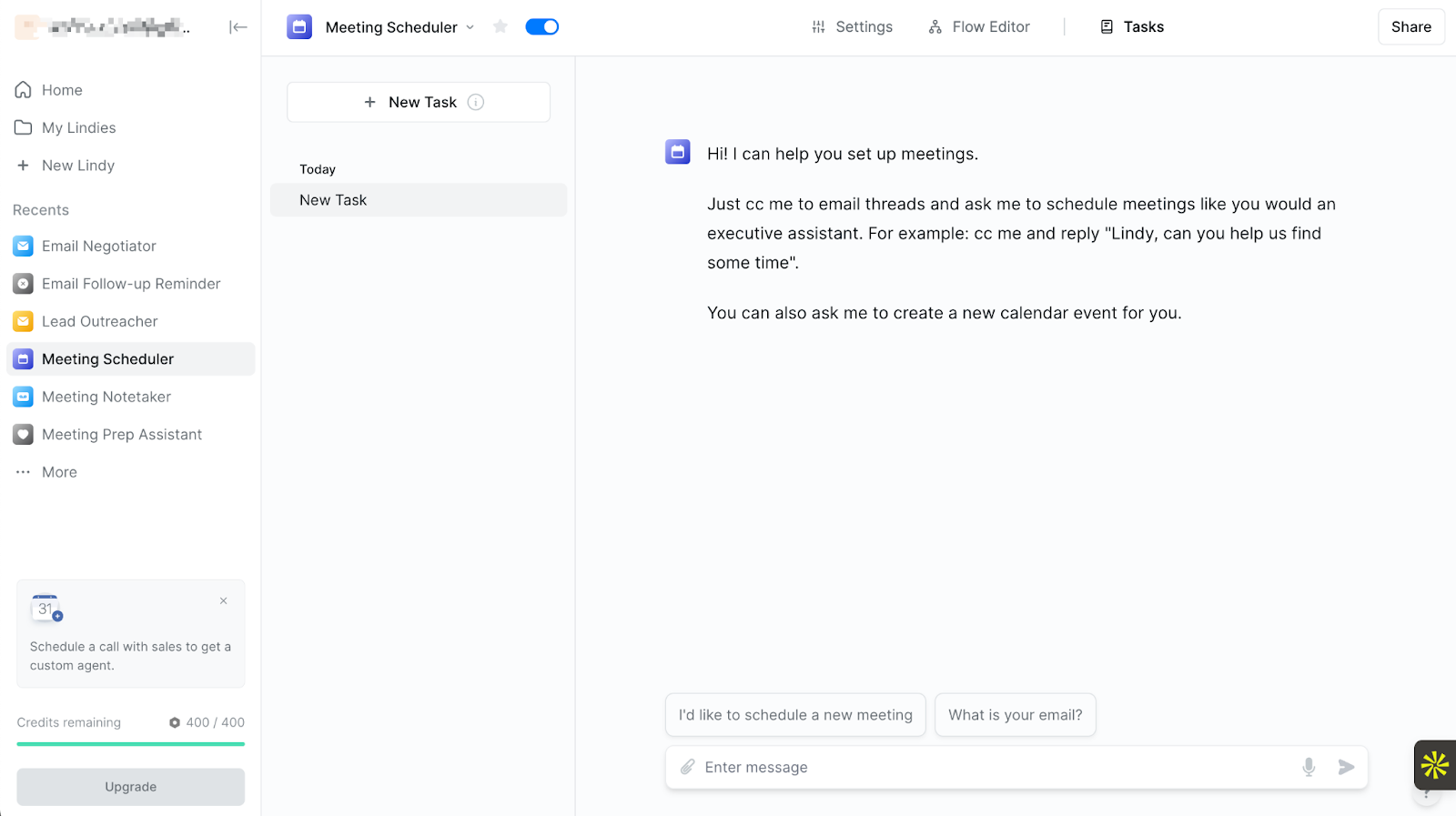 Lindy’s Meeting Scheduler workflow