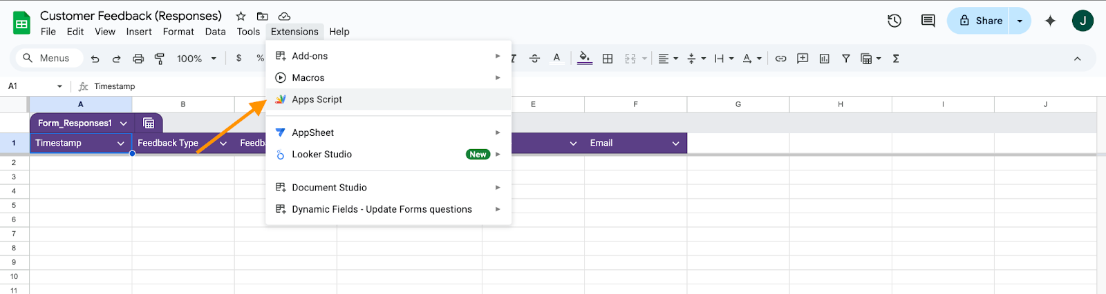 image showing apps script option