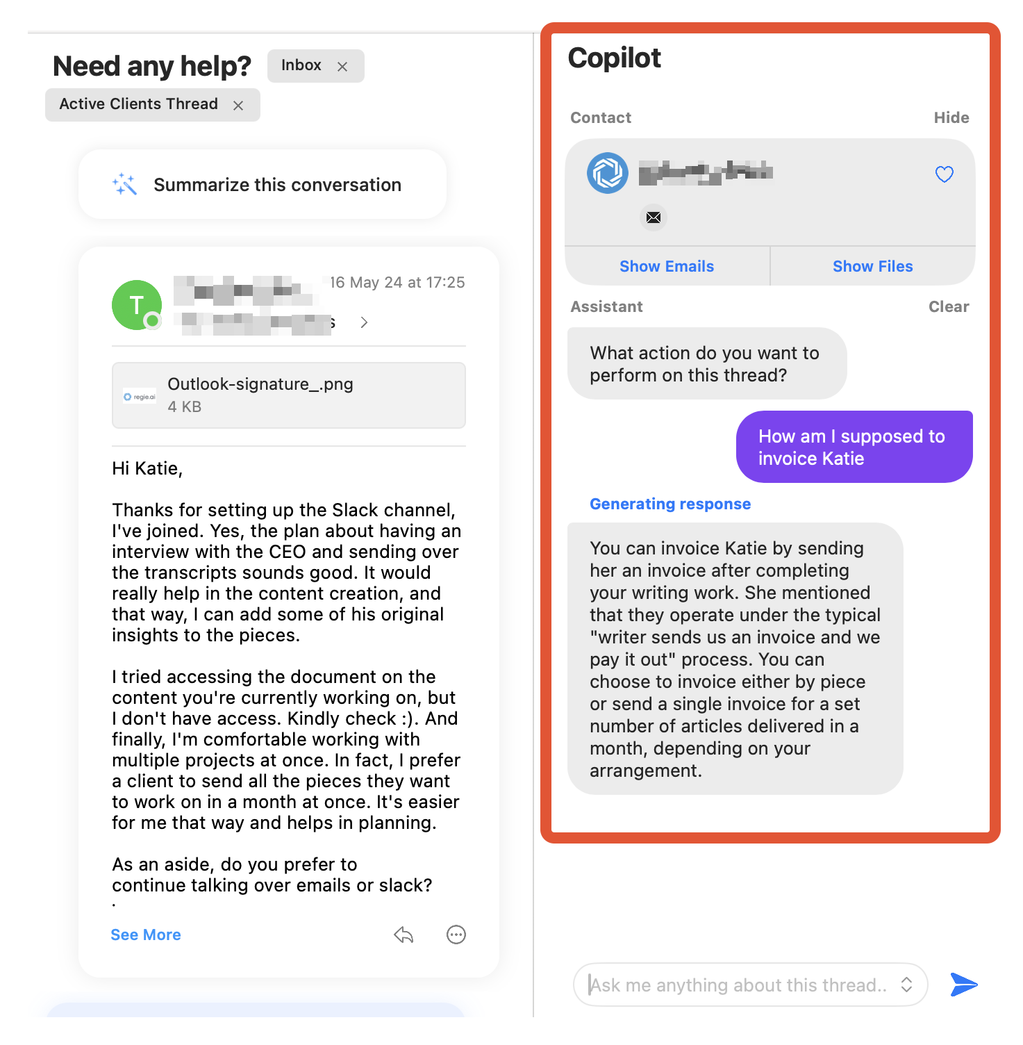 Canary Mail's Copilot chatbot