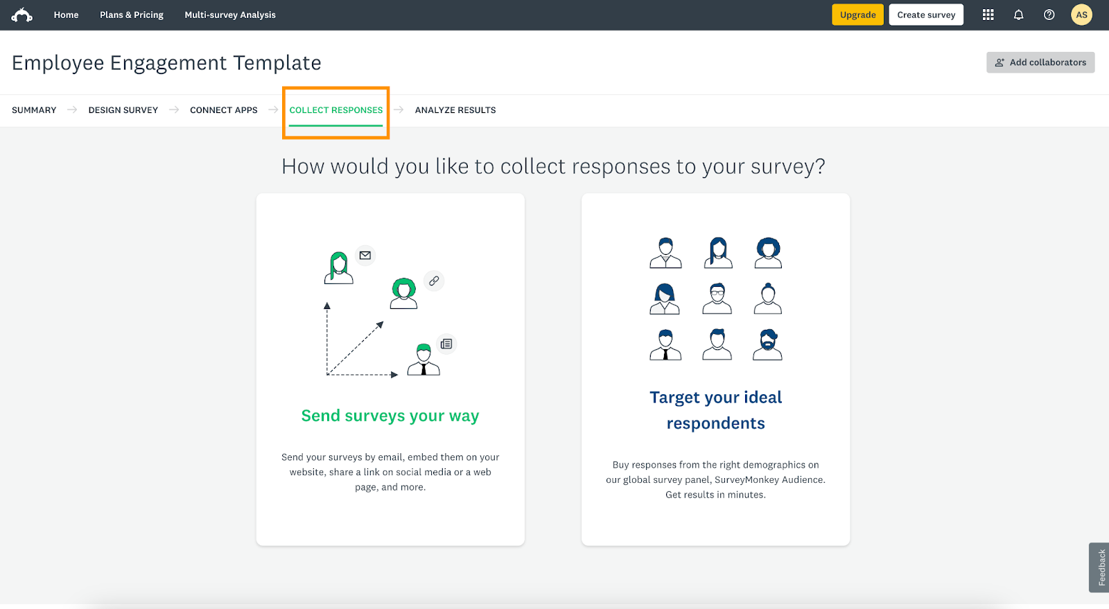 SurveyMonkey Collect Responses Tab