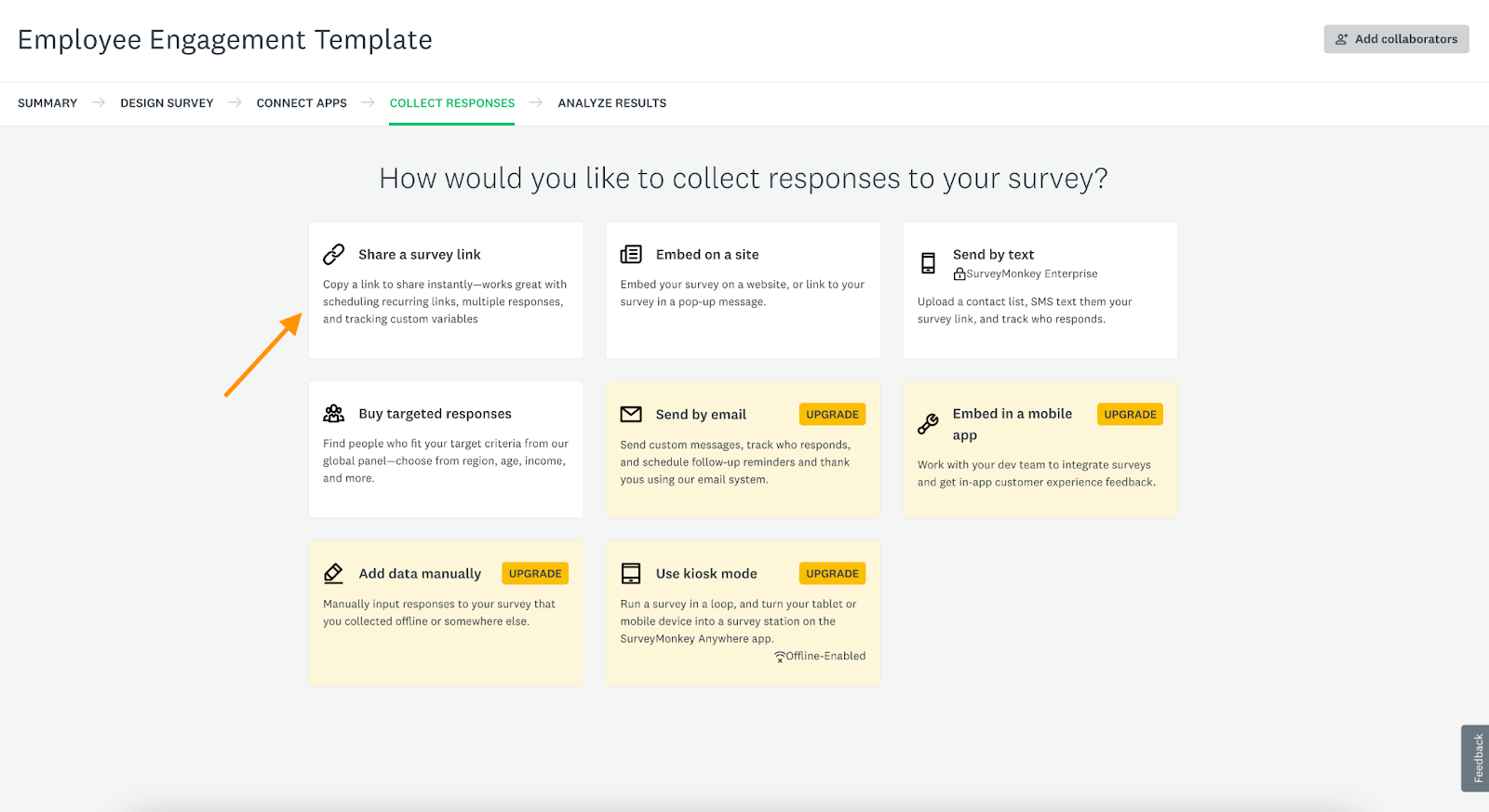 Survey Monkey Share a survey link Button