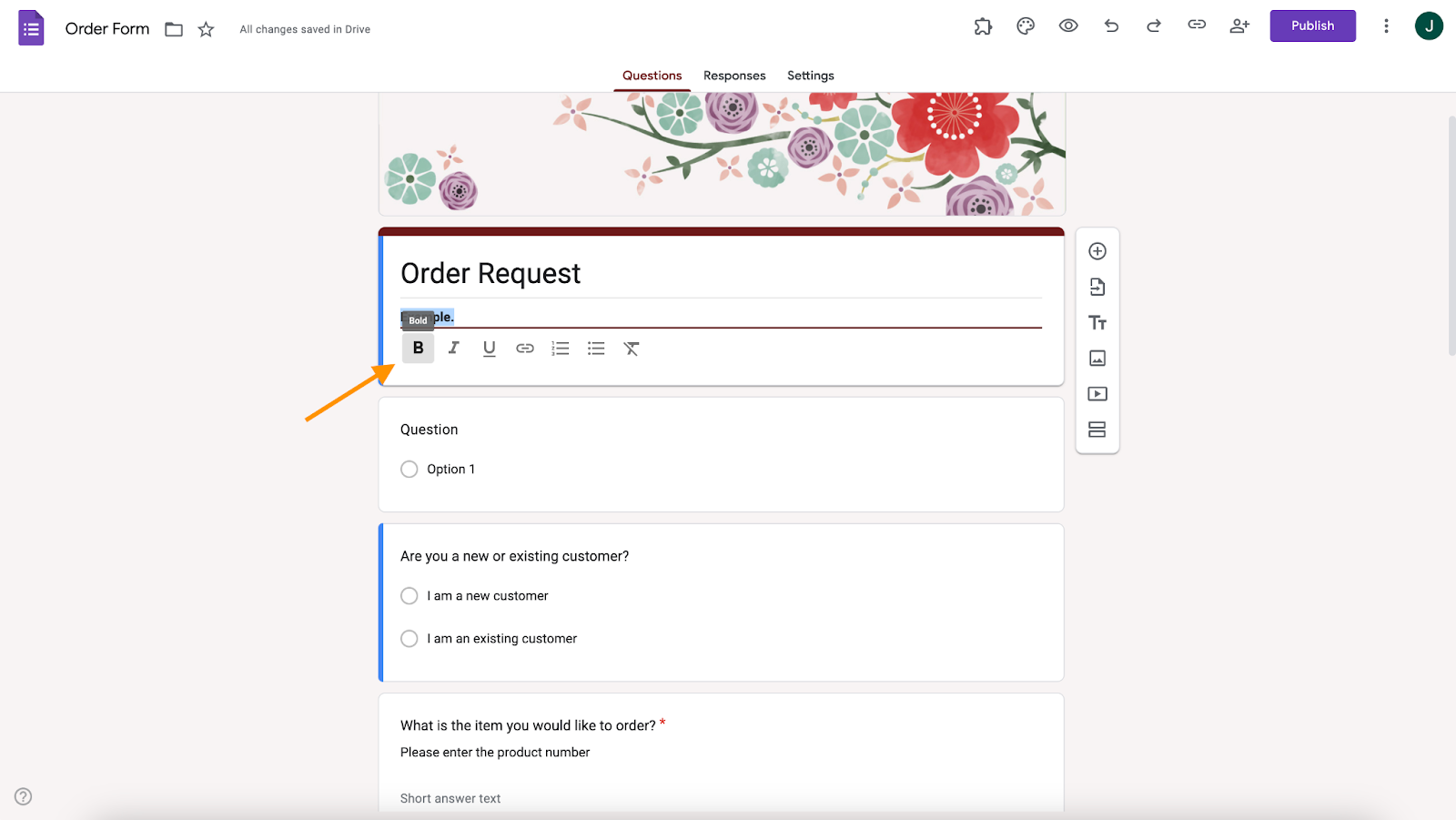 order request form example bold icon