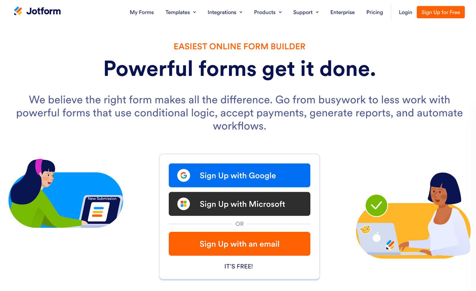 Jotform website homepage