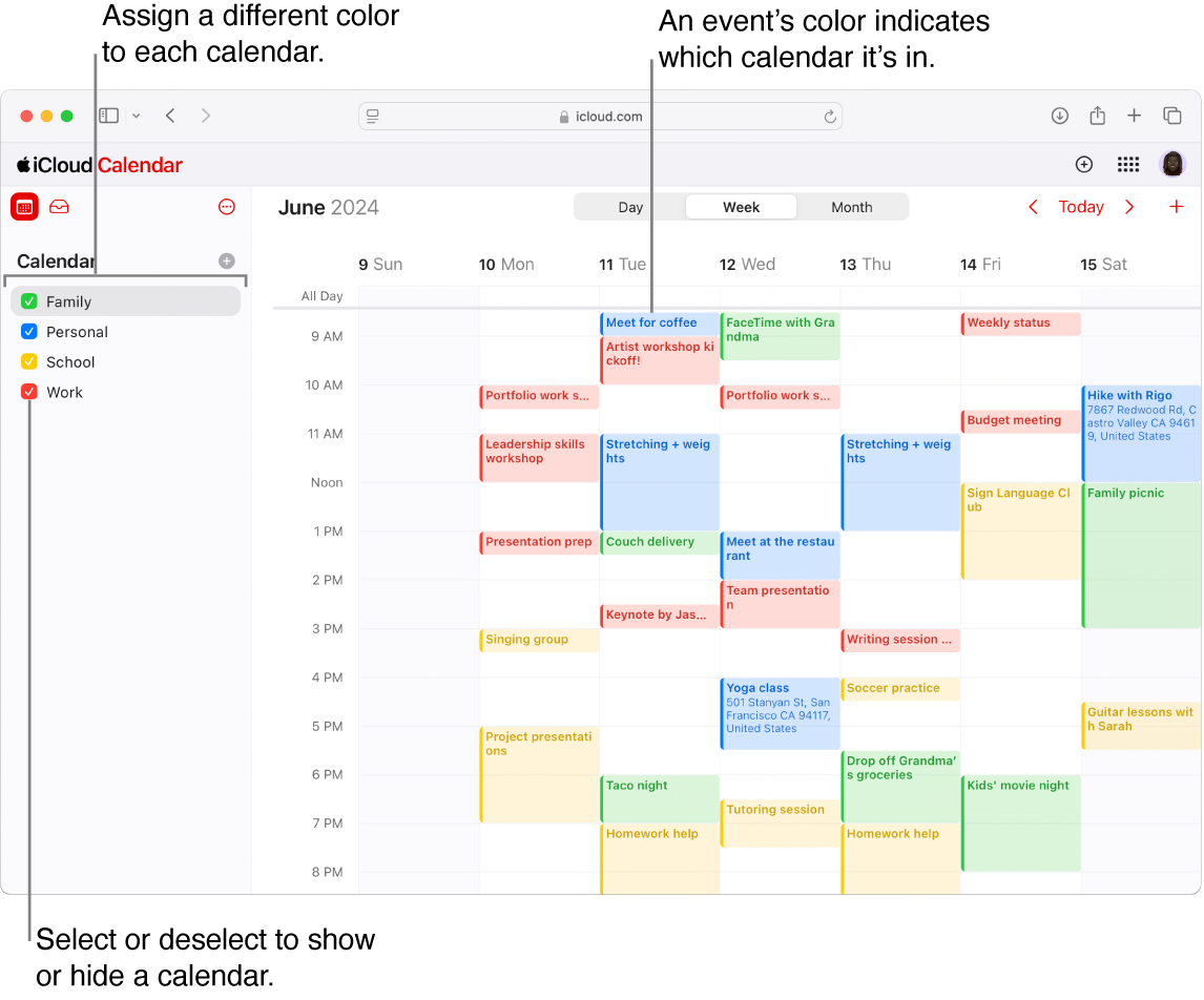 interface of apple calendar