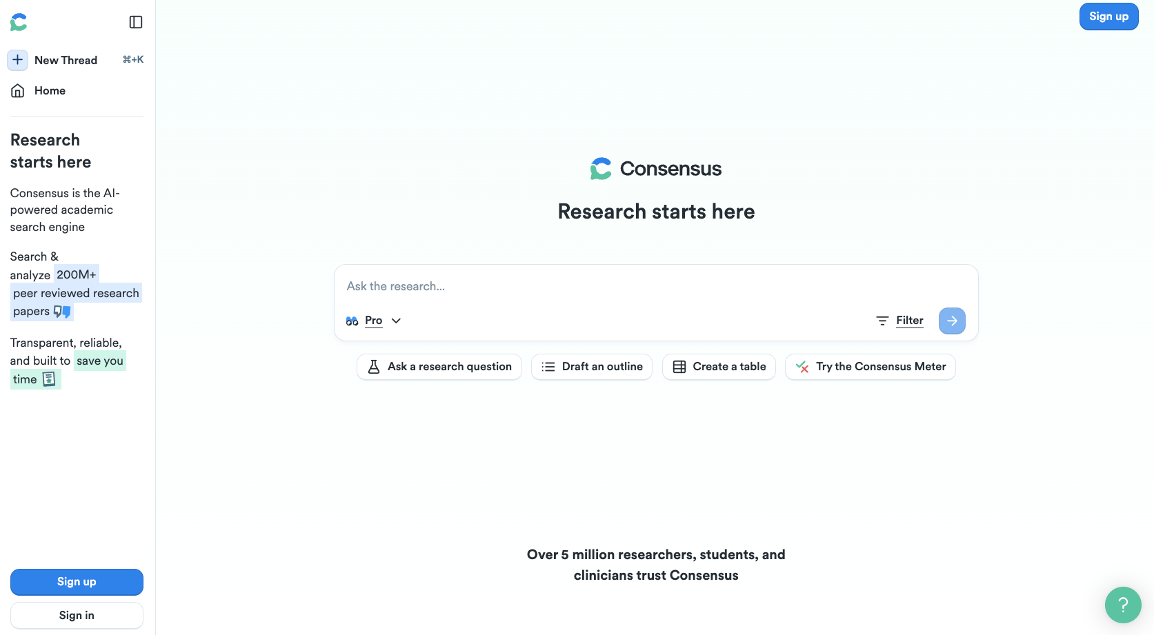 Consensus Landing Page