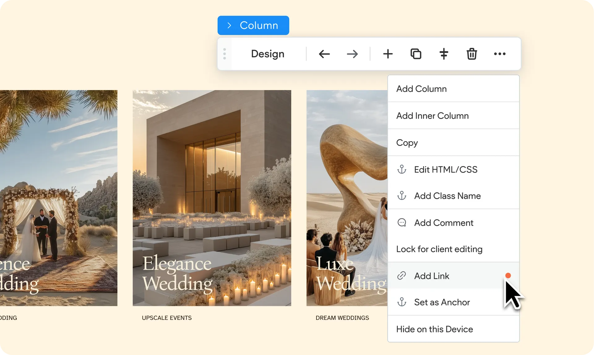 User Interface of Duda