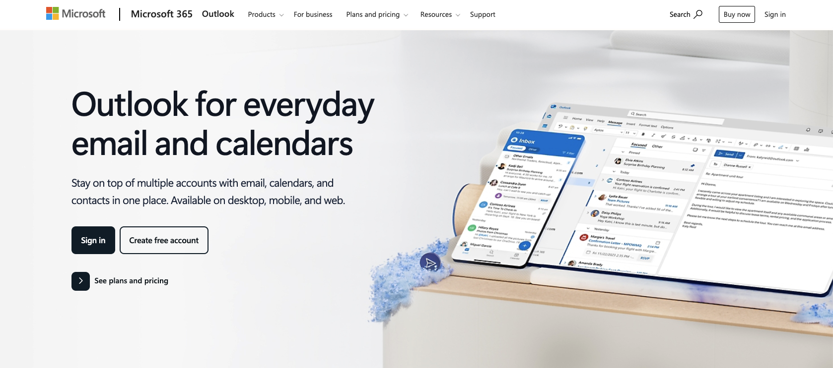 Microsoft Outlook Calendar Landing Page