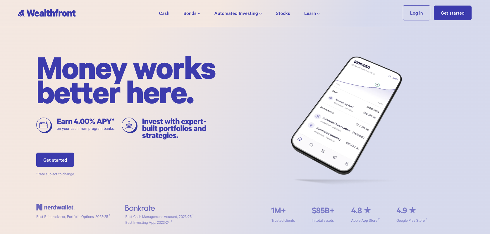 Wealthfront Landing Page