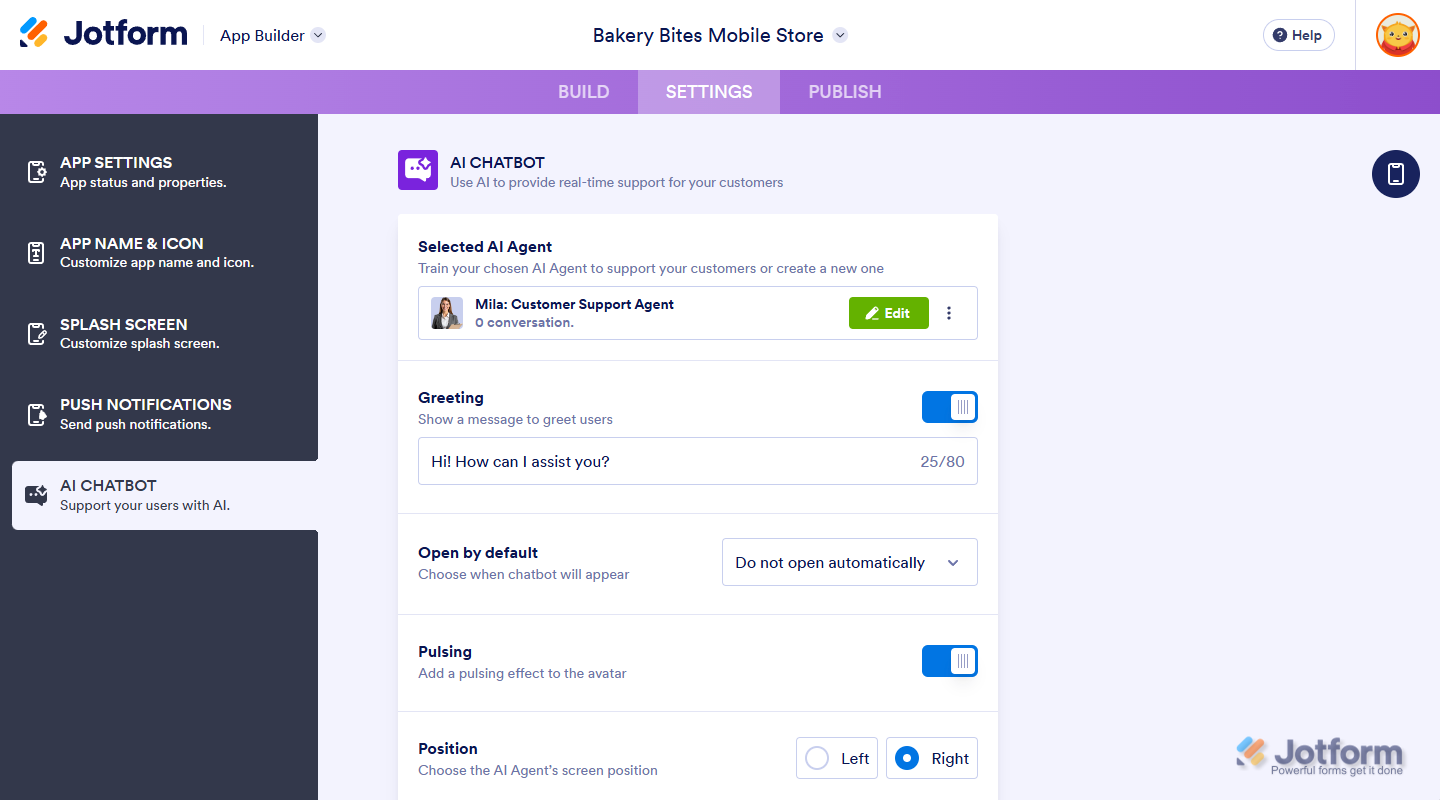 And that’s it! The AI Agent’s successfully been added to your Jotform App
