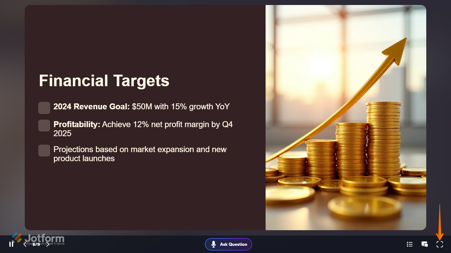 Full Screen button of Presentation Agent