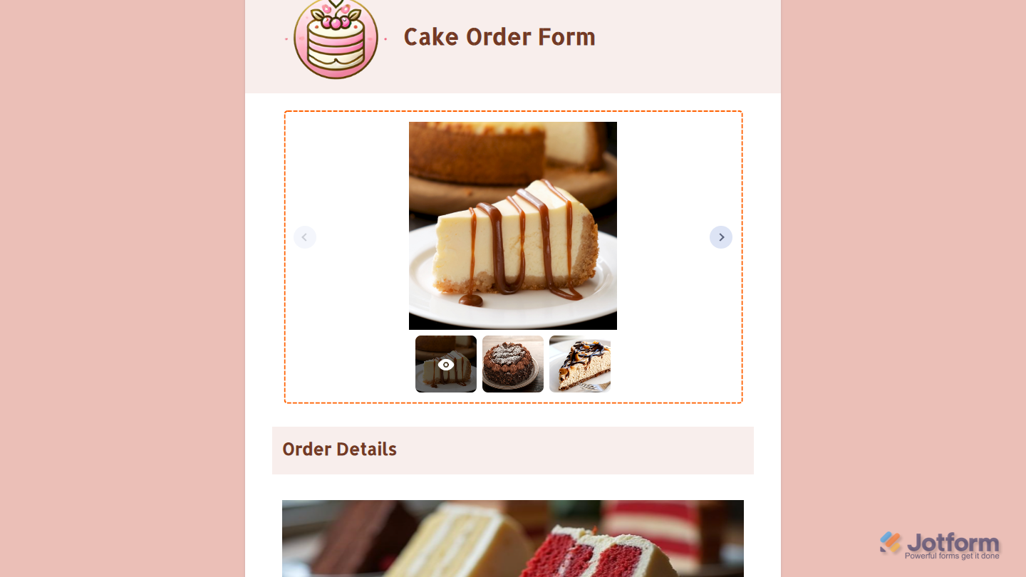 Image Slider widget displayed on a Jotform form