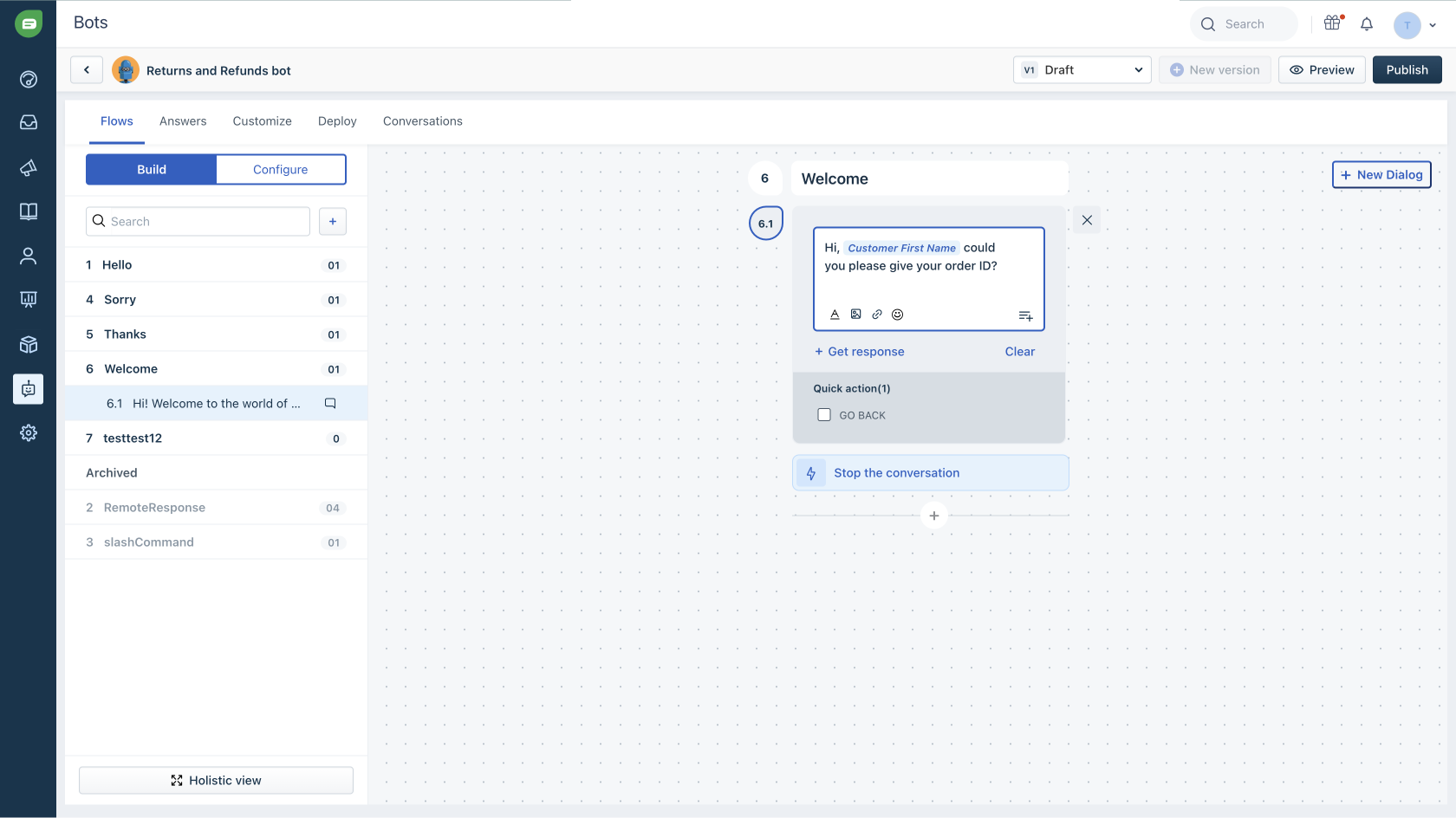 Freshchat Menu