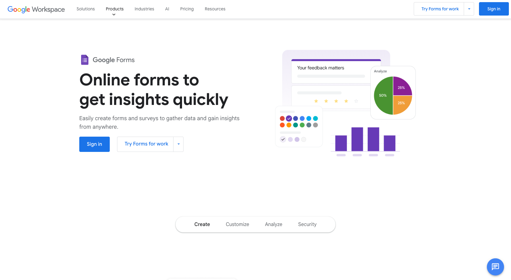 Google Forms Landing