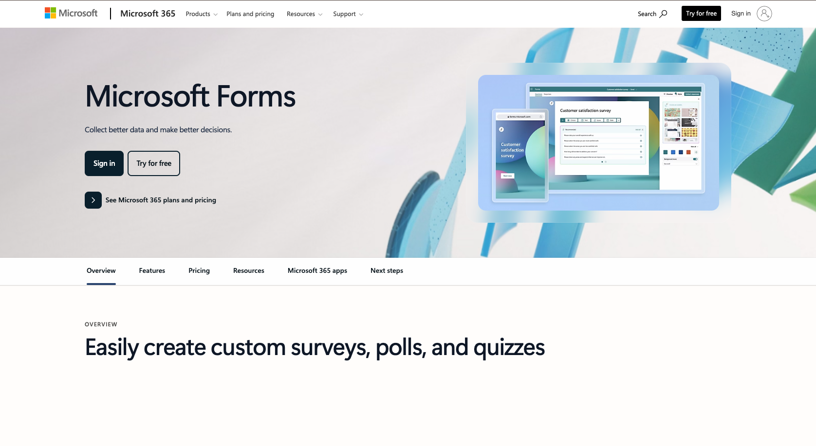 Microsoft Forms Landing