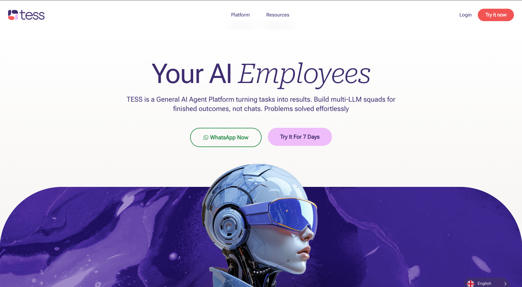 Tess AI Landing Page