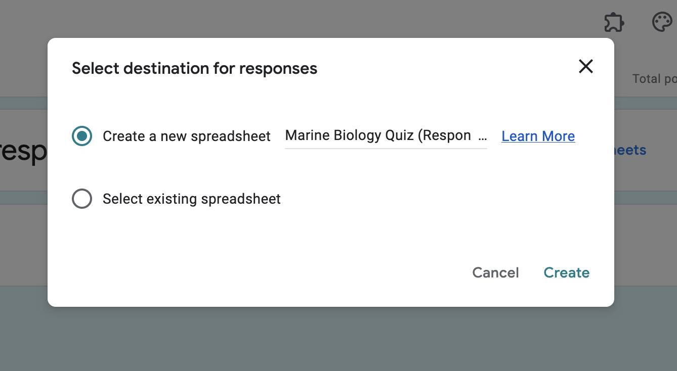 Google Forms Create a new Spreadsheet