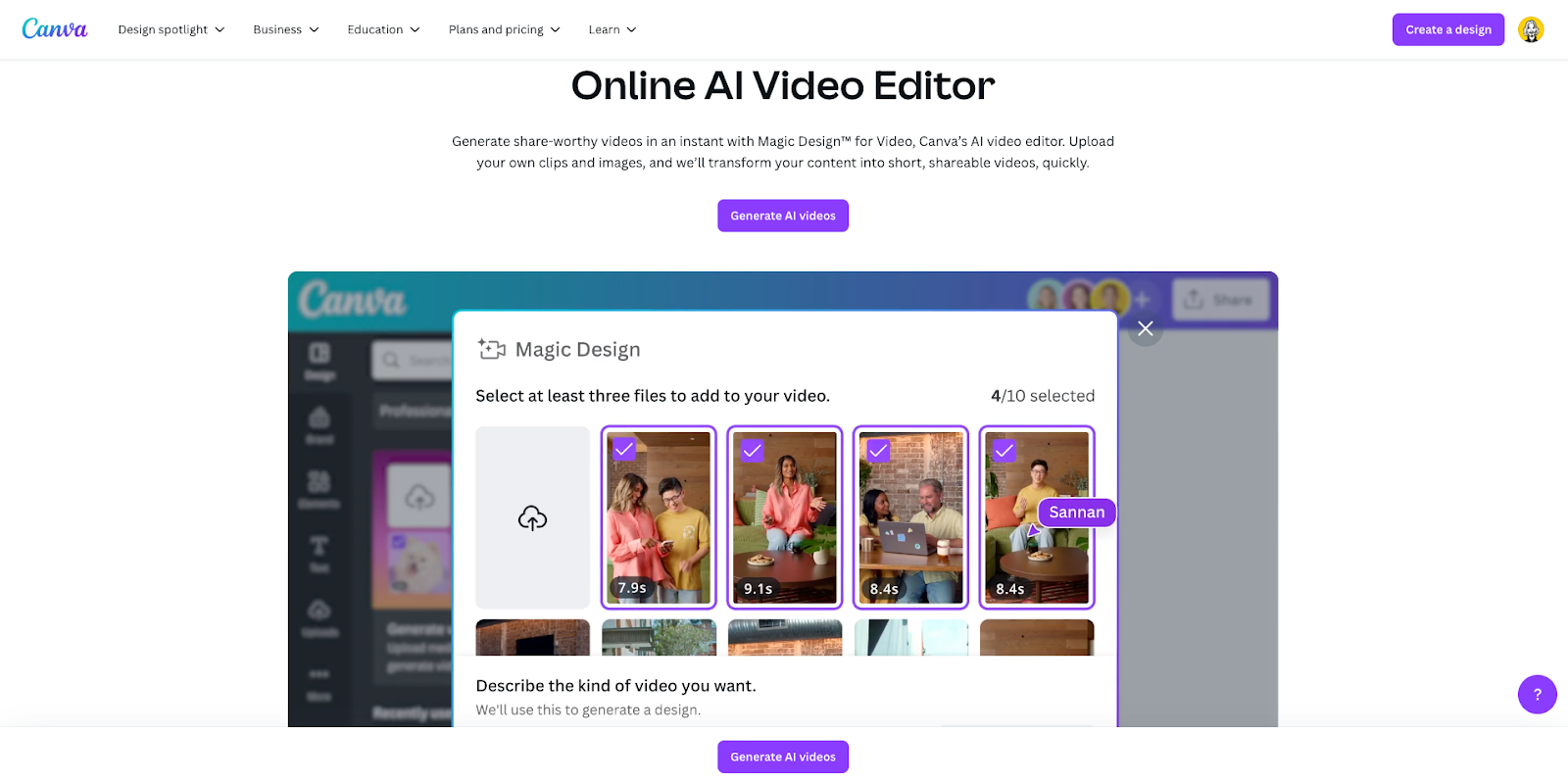 Canva online AI Video Editor
