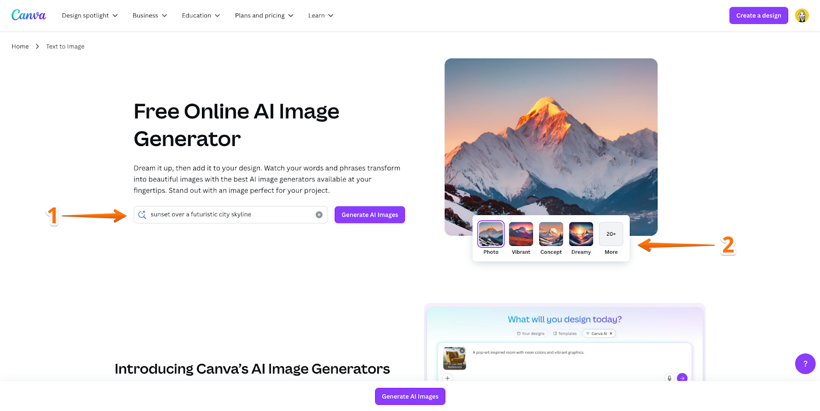 Canva AI Image Generator Landing