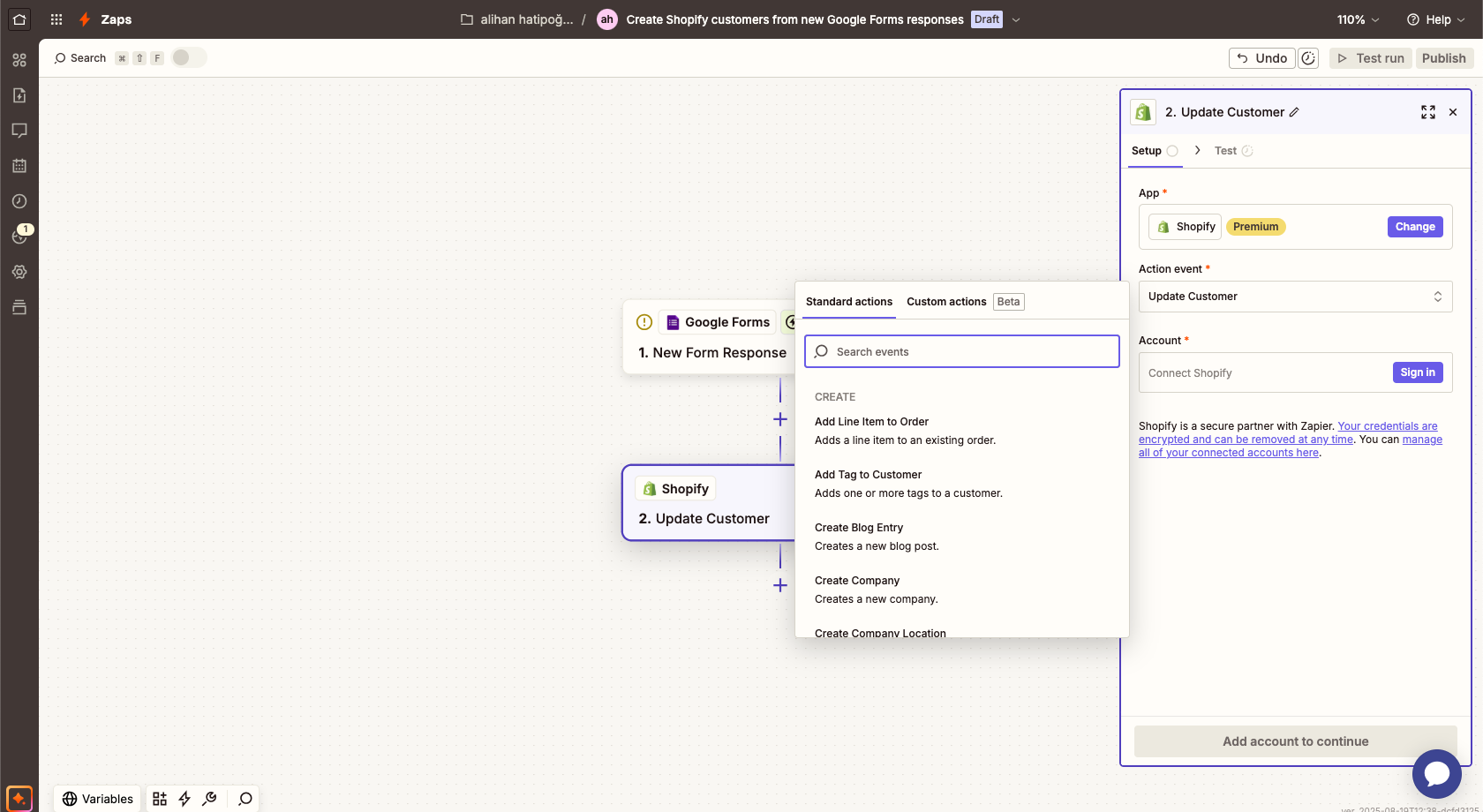 Zapier Shopify Options