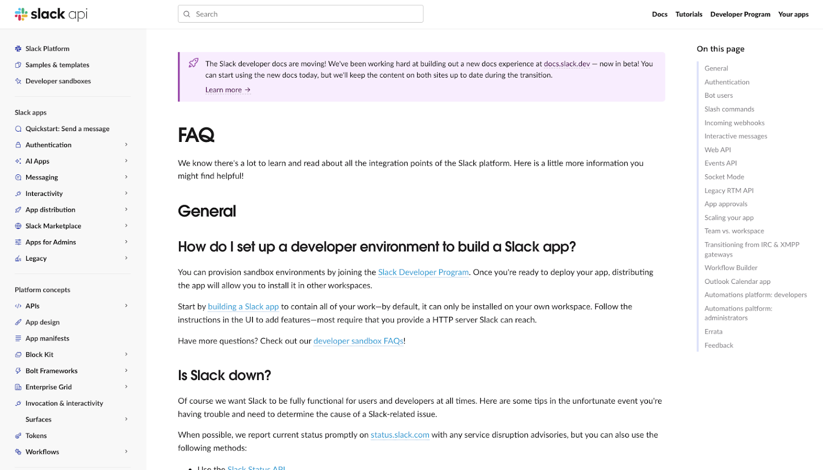Screenshot of Slack's FAQ page
