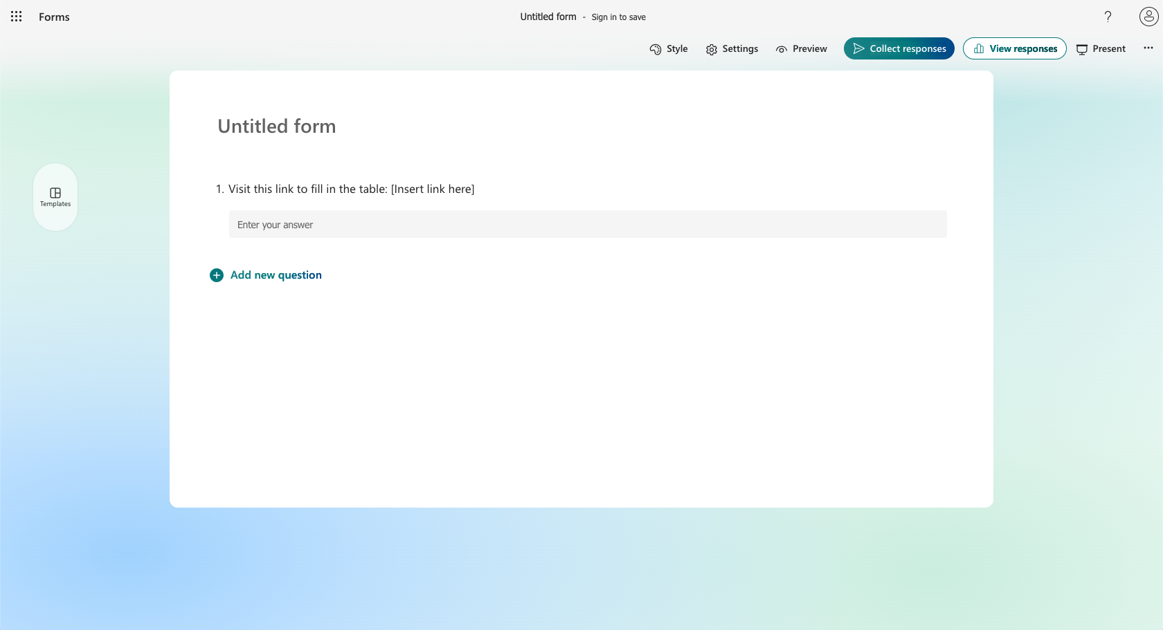 Microsoft Forms Text Field