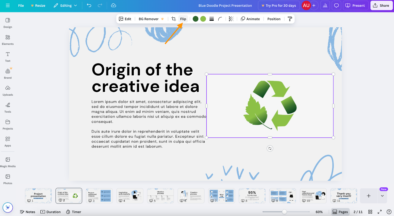 Canva Flip Button