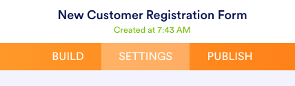 Form Builder Settings Tab