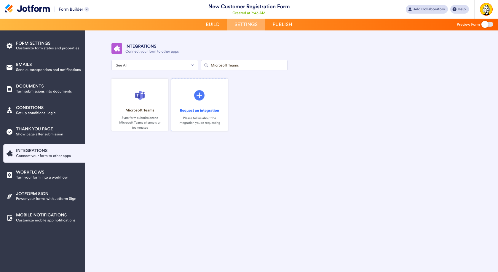 Form Builder  Microsoft Teams Integration