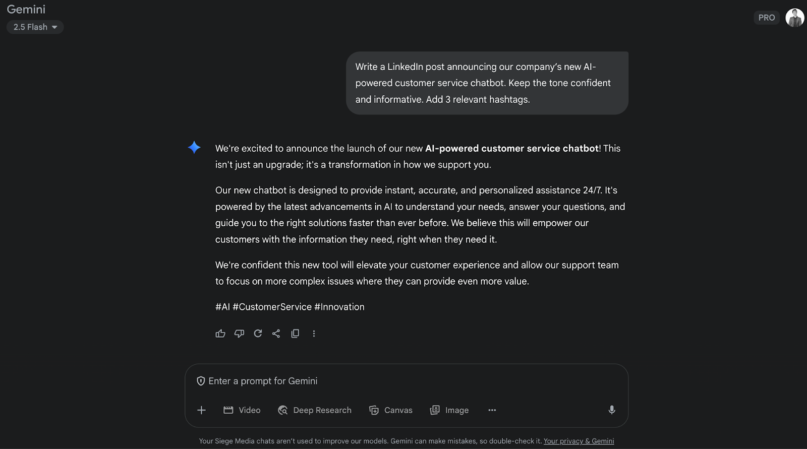 Gemini Chat Page