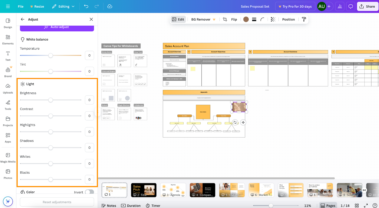 Canva Designer Image Properties Adjusting Menu