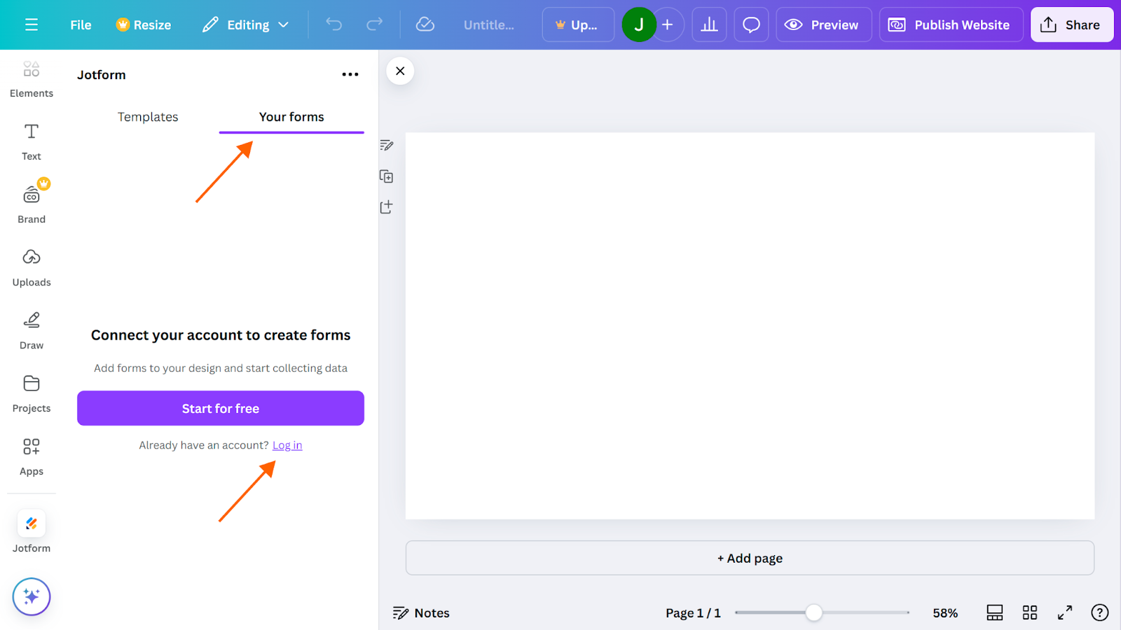 Canva Jotform App Log In