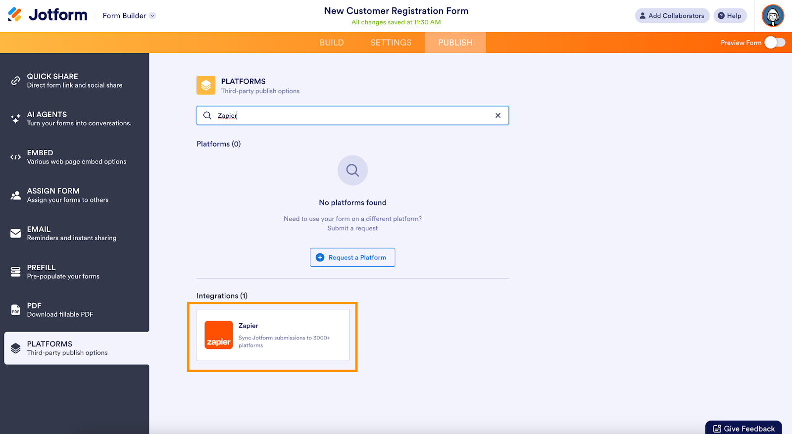 Form Builder Zapier  Platform Integration 