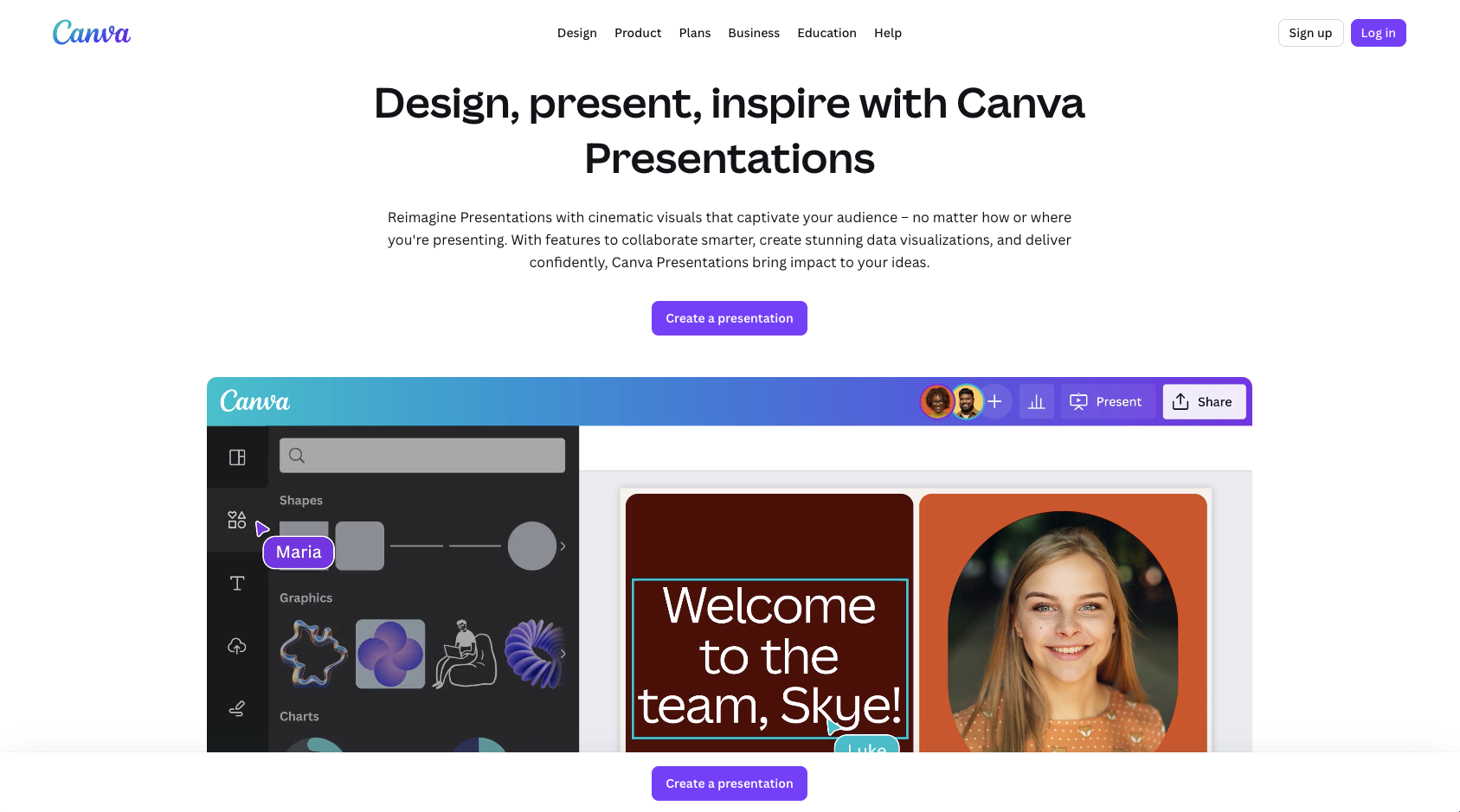 Canva Presentations Landing Page