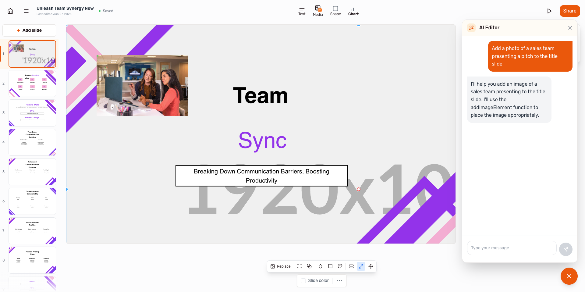 user interface of AI presentation tool GenPPT