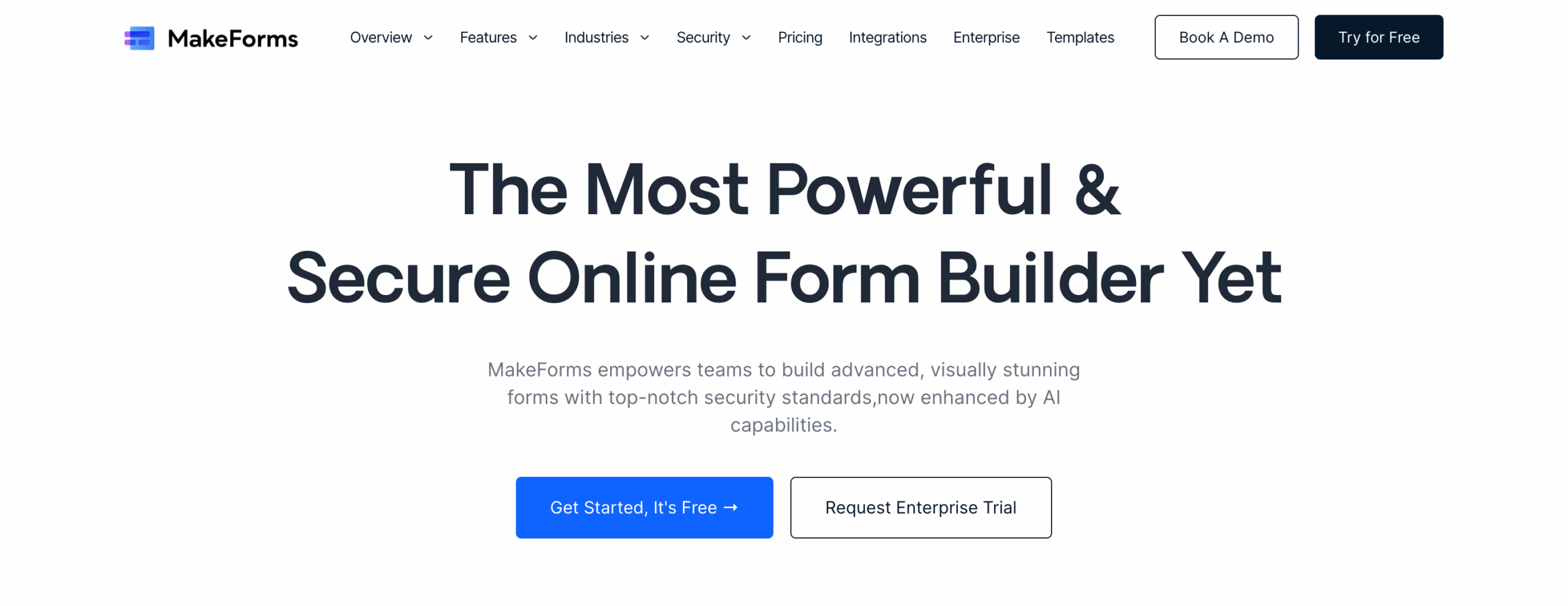 image makeforms website homepage