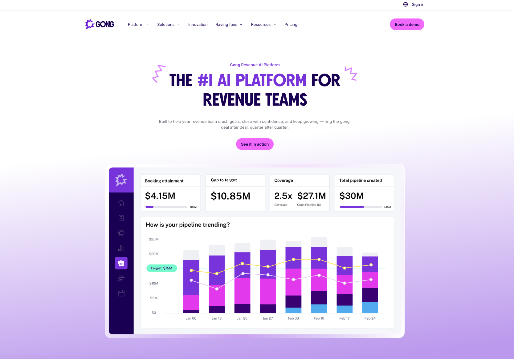 screenshot of gong ai website homepage number one AI platform for revenue teams