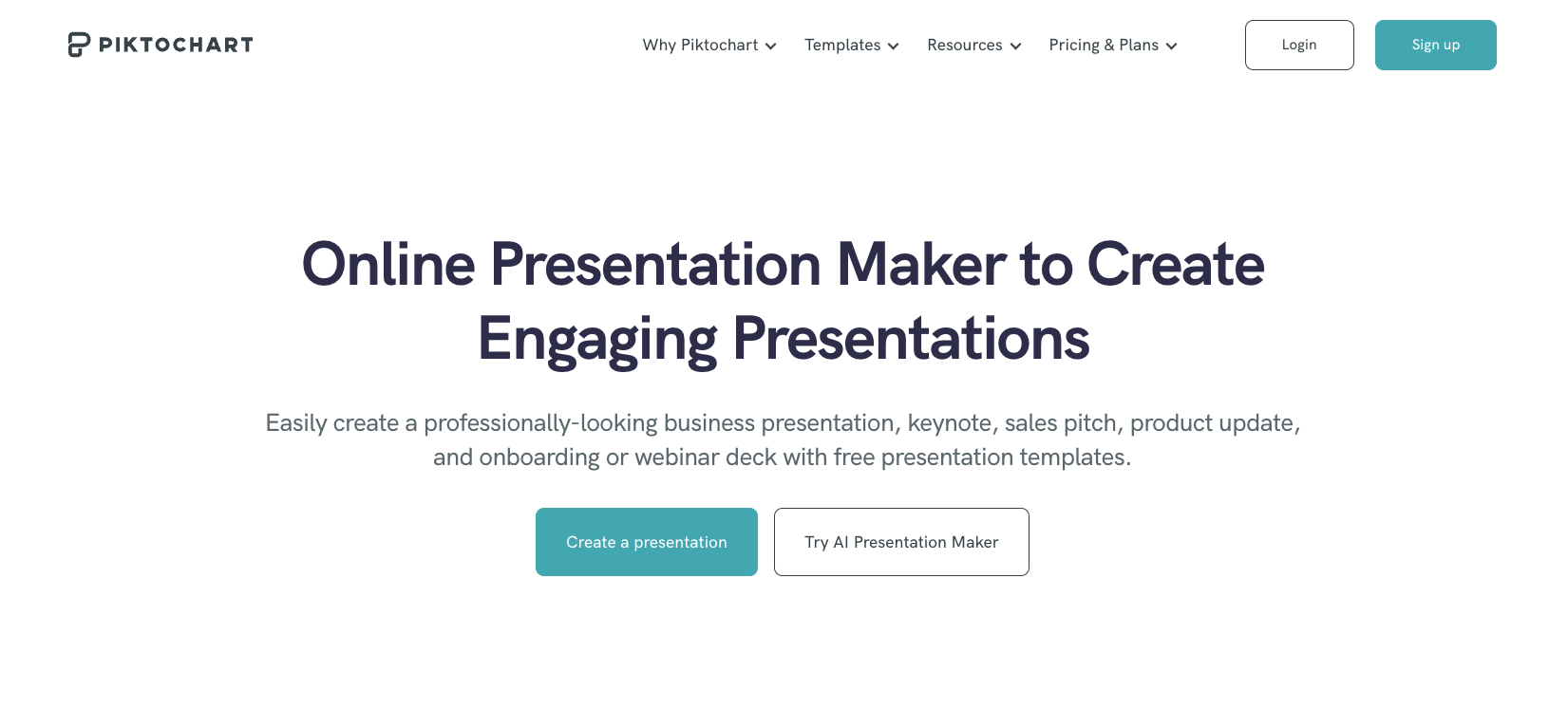 Piktochart Landing Page