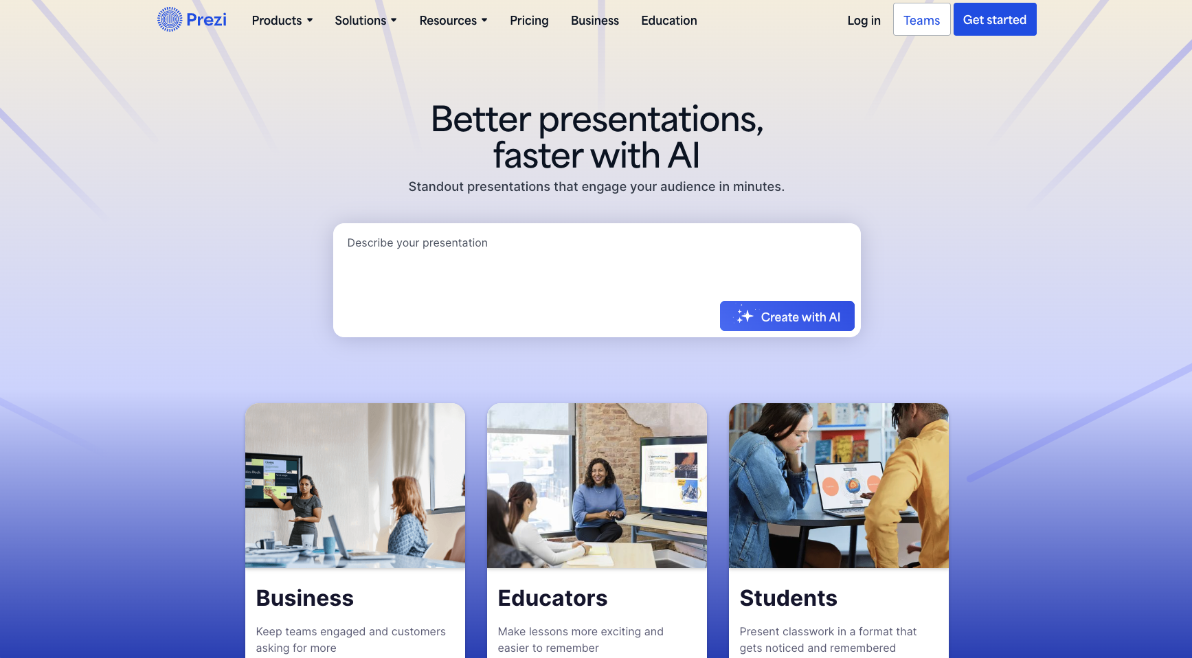 Prezi Landing Page
