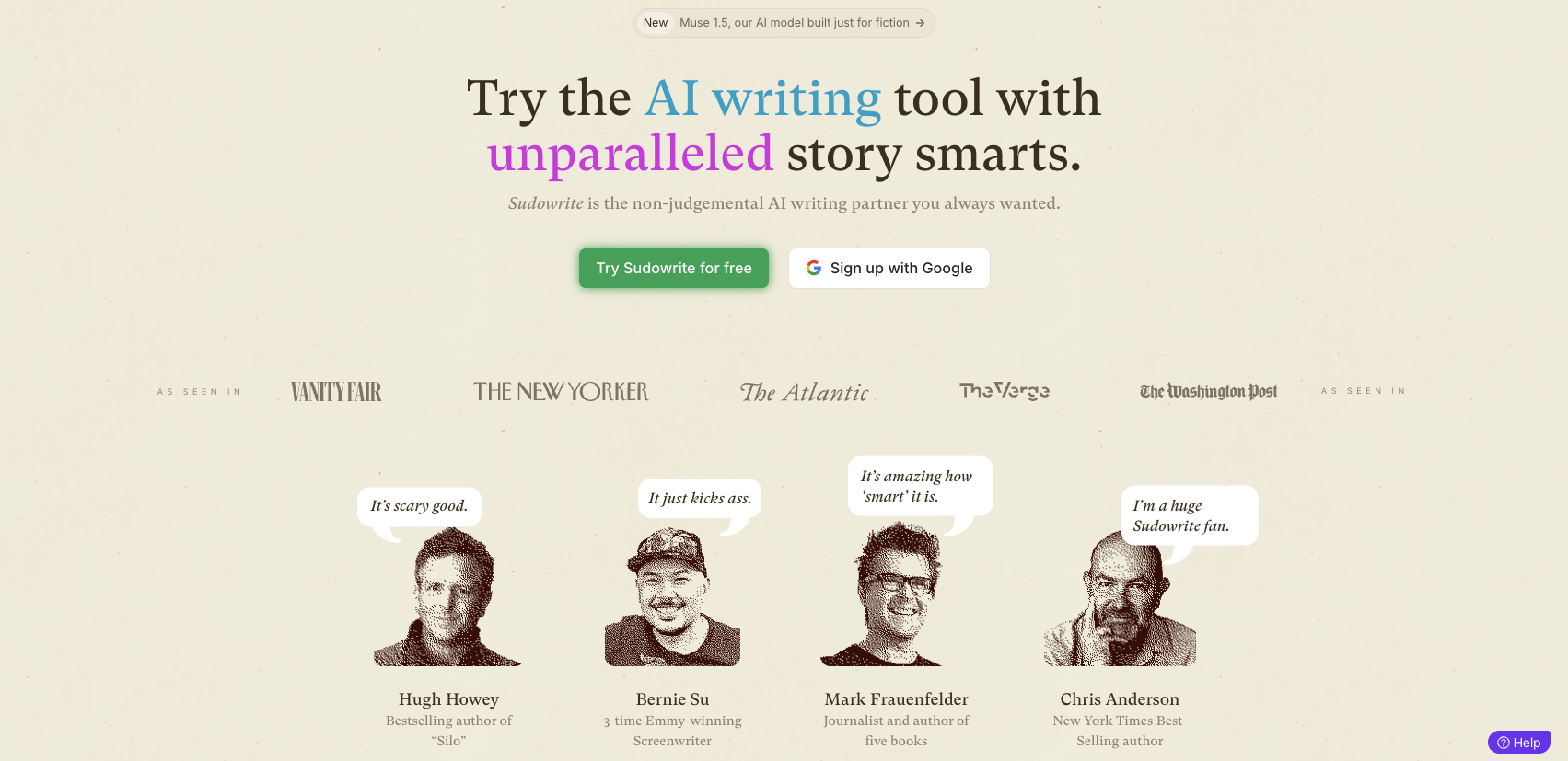 Sudowrite Landing Page