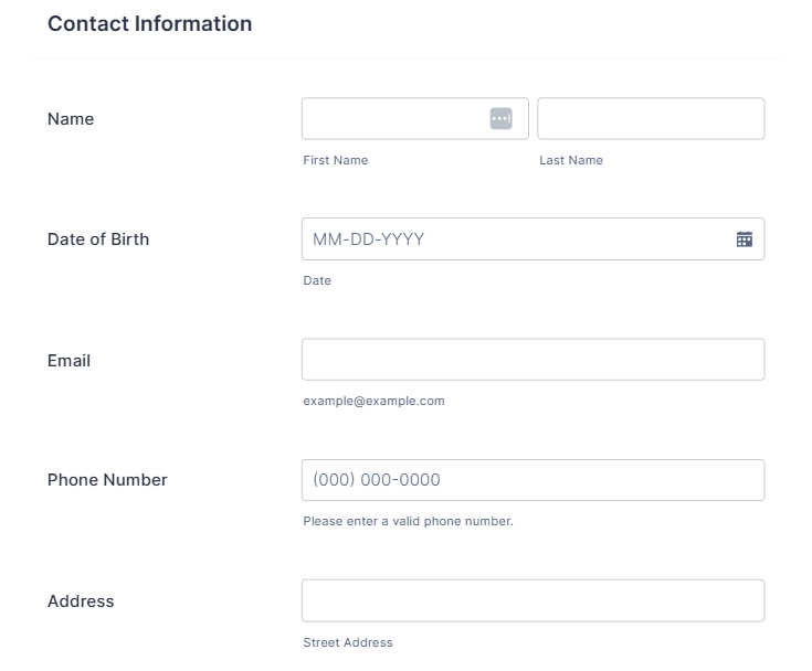 Contact Information Section