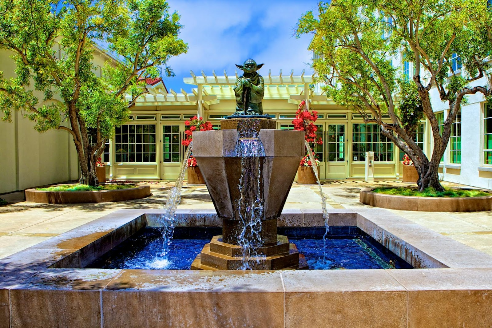 Fountain With Master Yoda Statue

