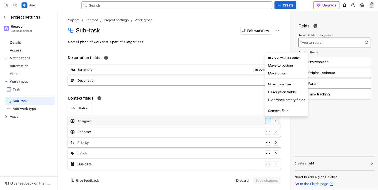 Jira Task Creation