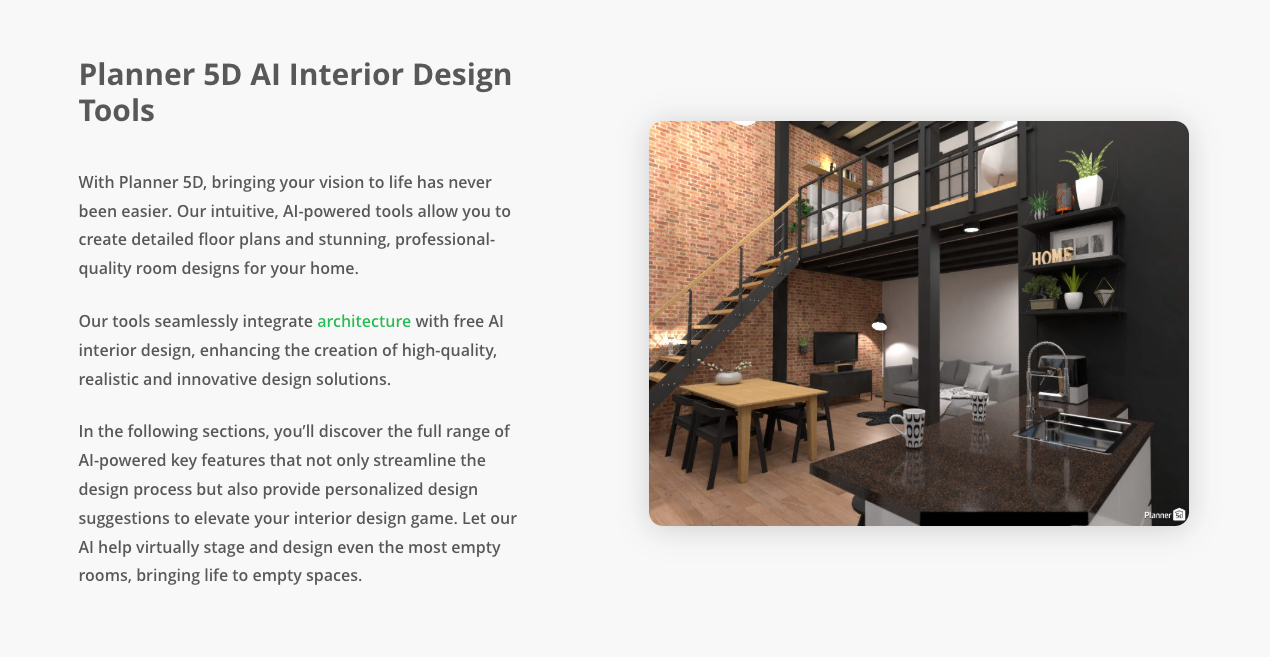 Screenshot of the Remodel AI homepage showing a close-up view of a smartphone with four rendered images of a kitchen design, along with links to download the app