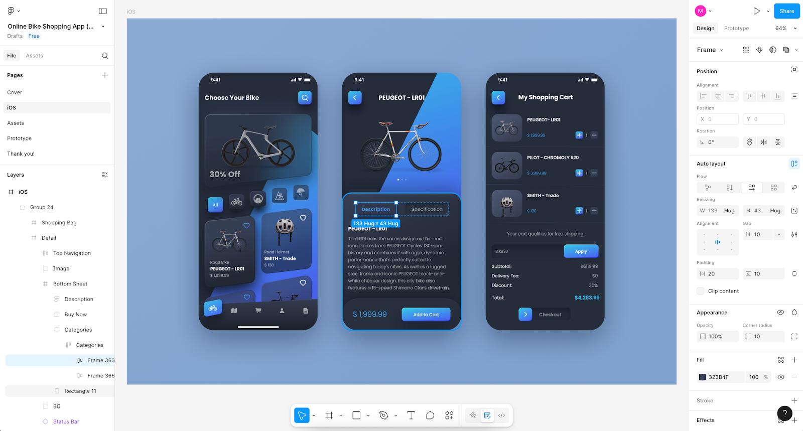 Figma’s core editing interface separates tools, layers, and settings