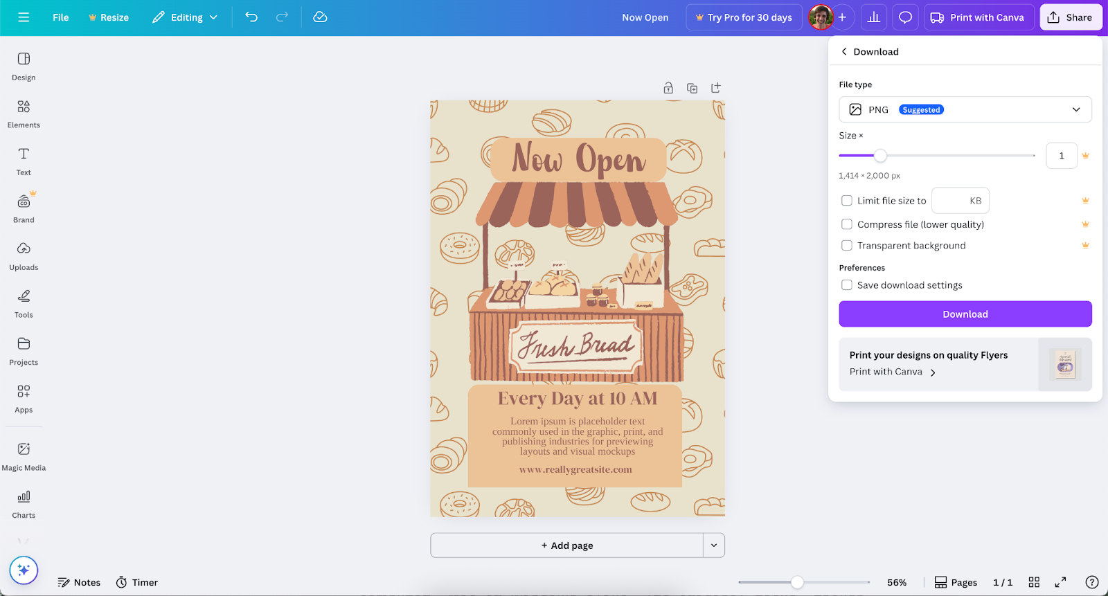 Canva only shows the tools you need for the task at hand