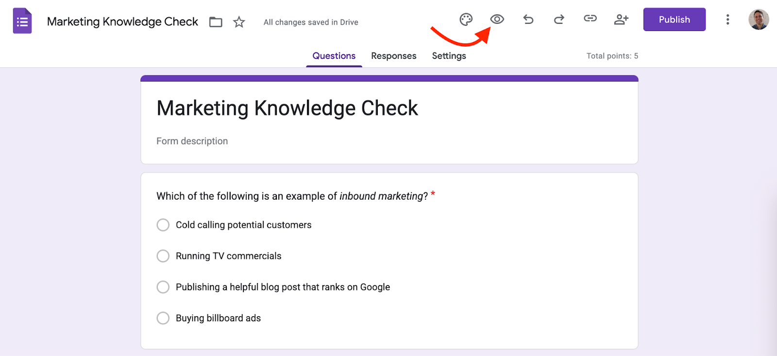 Google Forms Form Editor Preview Button